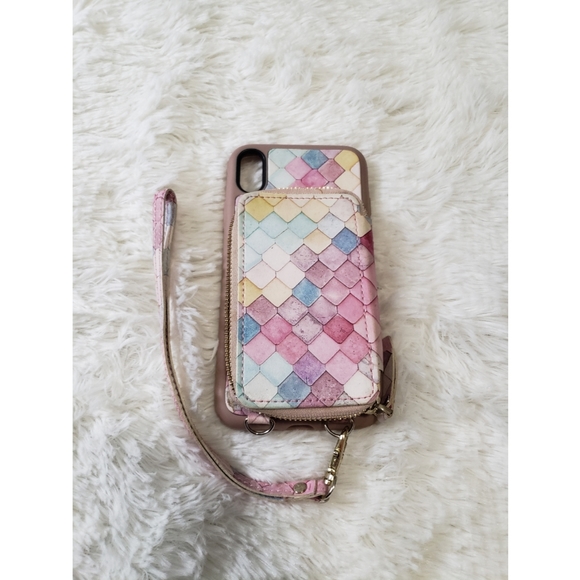 iPhone X wallet phone case ZVE brand with zipper credit card holder wristlet - Picture 1 of 5